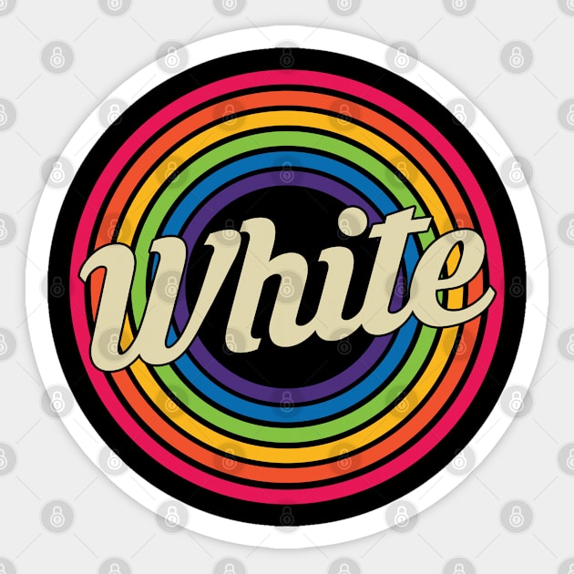 White - Retro Rainbow Style Sticker by MaydenArt